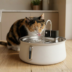 Wireless Water Fountain - Cat drinking from the white fountain